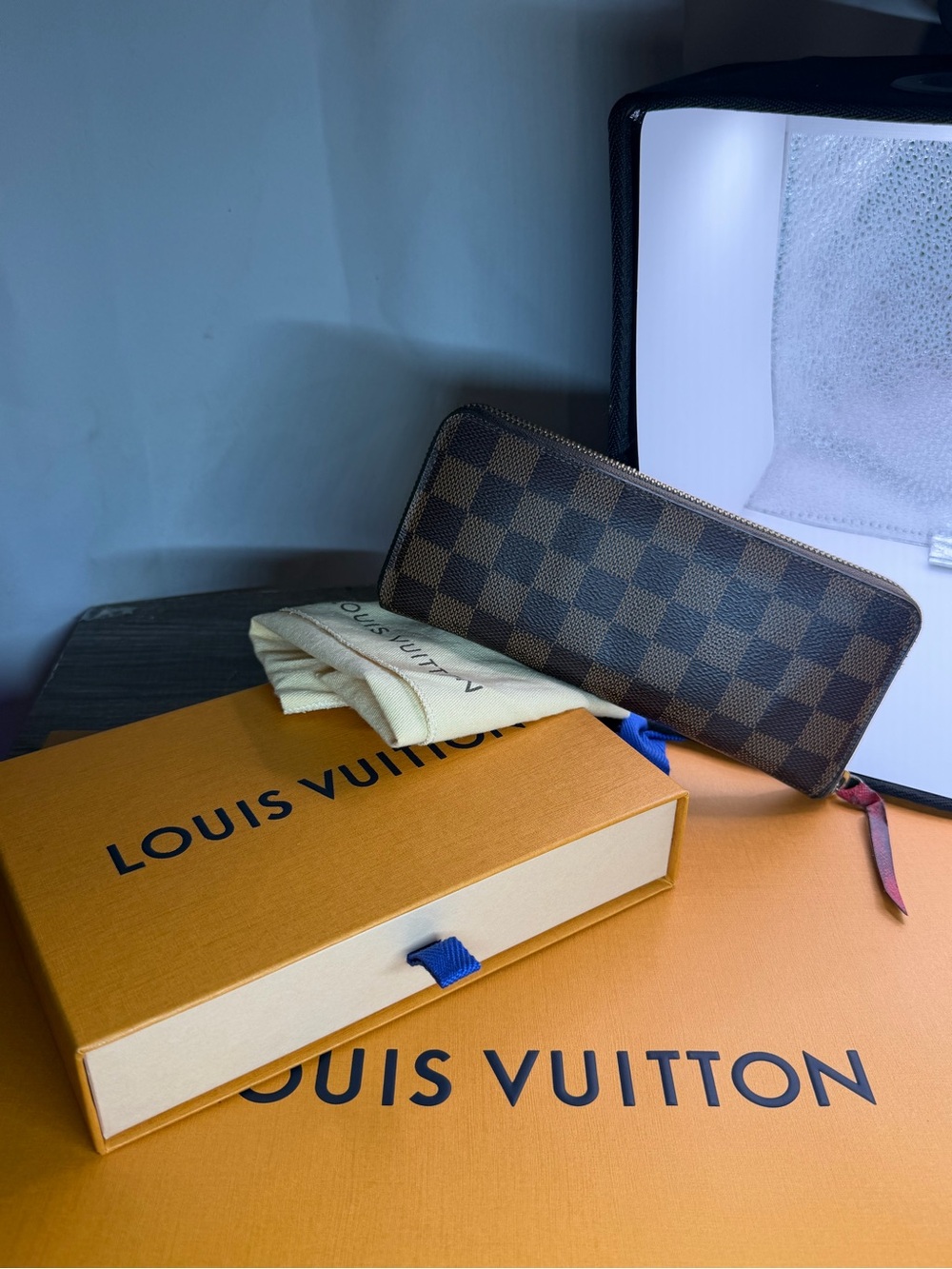 Louis Vuitton Damier Ebene Zippy Wallet Red